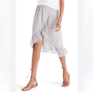 Madewell Floral Midi Skirt - White and Red